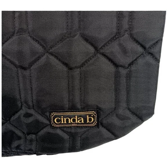 CINDA B-Jet Set Black Essentials Tote-Purse-Shoulder Bag-Quilted Pattern - Picture 4 of 12